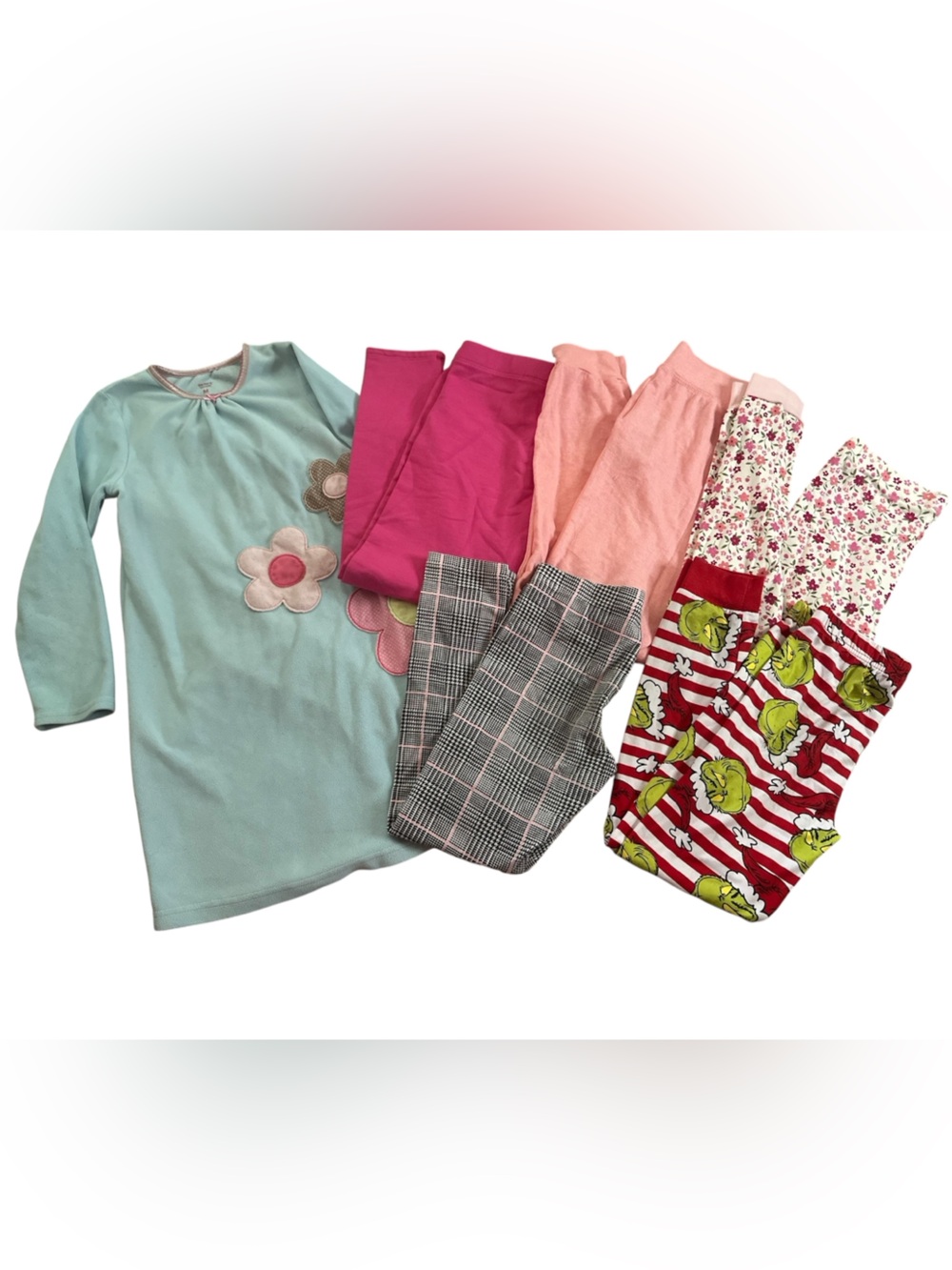 Girls Pajama Set Assortment Lot includes 5 Pajama Pants + Nightgown